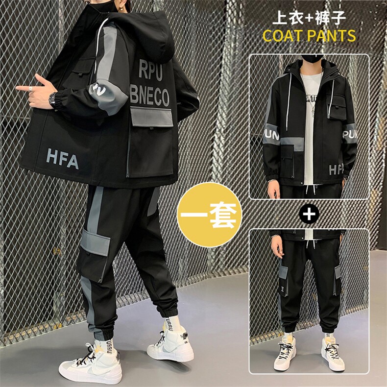 主推秋季男士套装休闲运动服帅气搭配一套工装夹克外套 D05图片