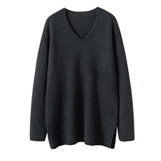 2025秋冬新款女羊绒衫100%纯山羊绒V领简约显瘦套衫柔软舒适套衫，女装针织衫/毛衣，艾森羊绒
