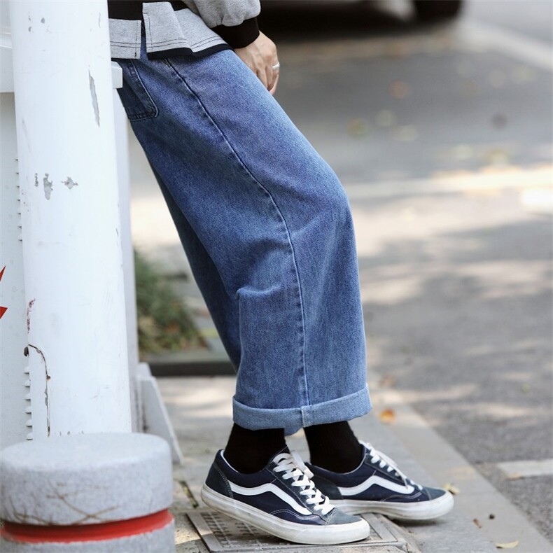 2021春季宽松牛仔裤长裤直筒简约百搭日系阔腿裤男女N,男装牛仔裤,电商D202