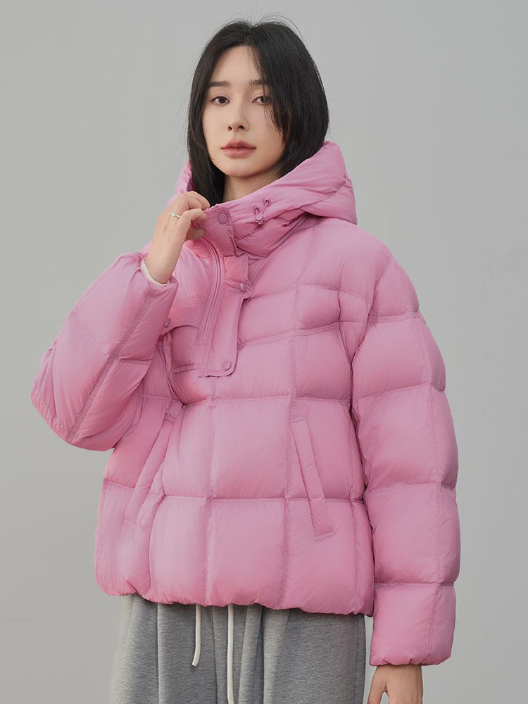 现货2025年冬季新款90白鸭羽绒休闲风套头羽绒服女外套,女装羽绒服,阳光伊恋