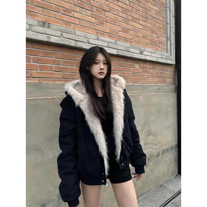 现货高品质美式高街冬季重磅硬挺短款座山雕毛领棉衣男女加厚外套，男装棉衣，电商A443