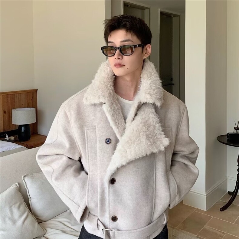 秋冬复古做旧加厚棉服男女宽松高级感毛领外套MHT286-P133,男装棉衣,星座208-5