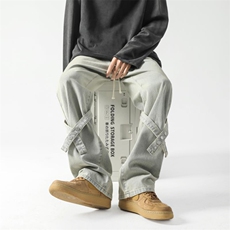 绑带潮牌牛仔裤直筒B342-K7024-P55控78，男装牛仔裤，电商B342