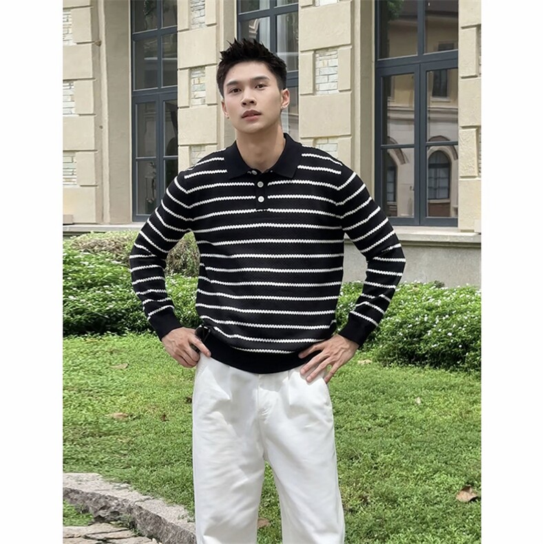 毛衣翻领拼色针织衫polo领打底衫 F3323-P68图片