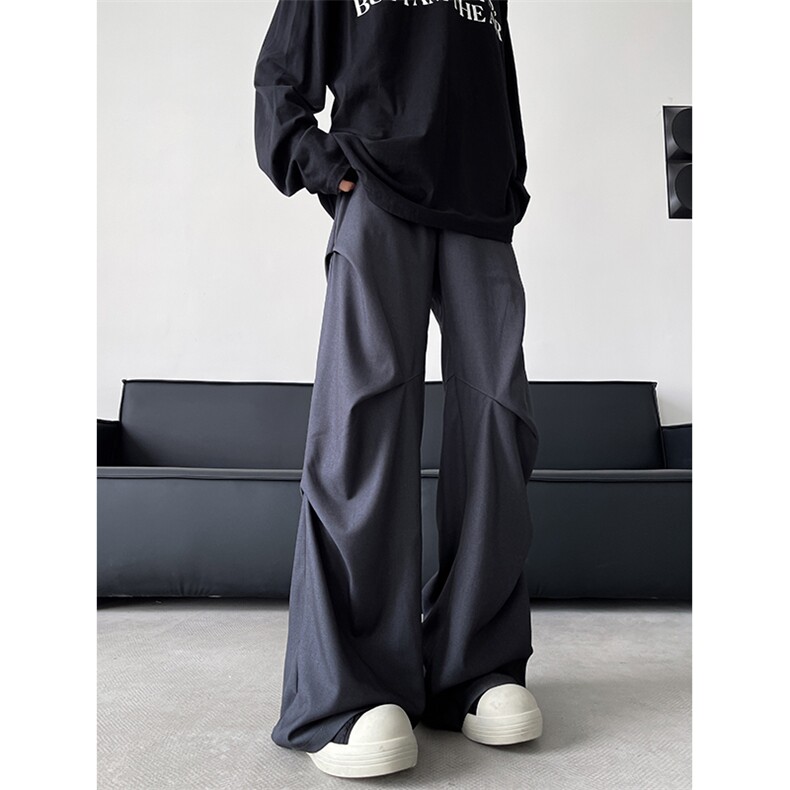 8XL-M立体褶皱设计西裤小众高街阔腿休闲裤特大码男裤K994P68控88，男装休闲裤，电商D206-1