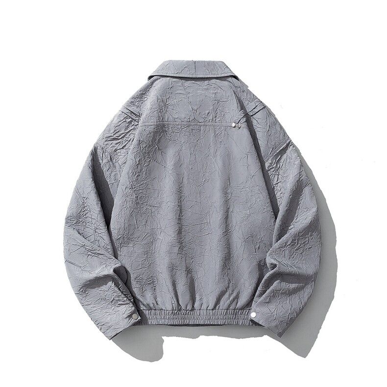 白底成分100%聚酯纤维褶皱撞色面料大码M-5XL夹克JK77866P75控118,男装夹克,星座227-7