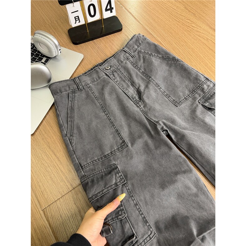 B221美式ins高街暗黑宽松直筒洗褪工装牛仔裤LK25438-P75控98,男装牛仔裤,电商B221