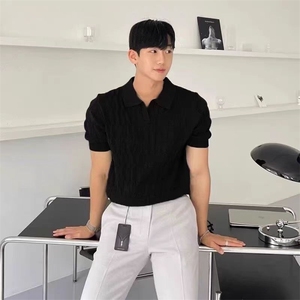 针织冰丝polo衫男短袖夏季新款潮流百搭修身帅气翻领t恤LB070-P40图片