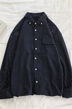2021秋装新款男生条纹衬衫印花港风平铺衬衣1903-P45，男装衬衫，电商A128