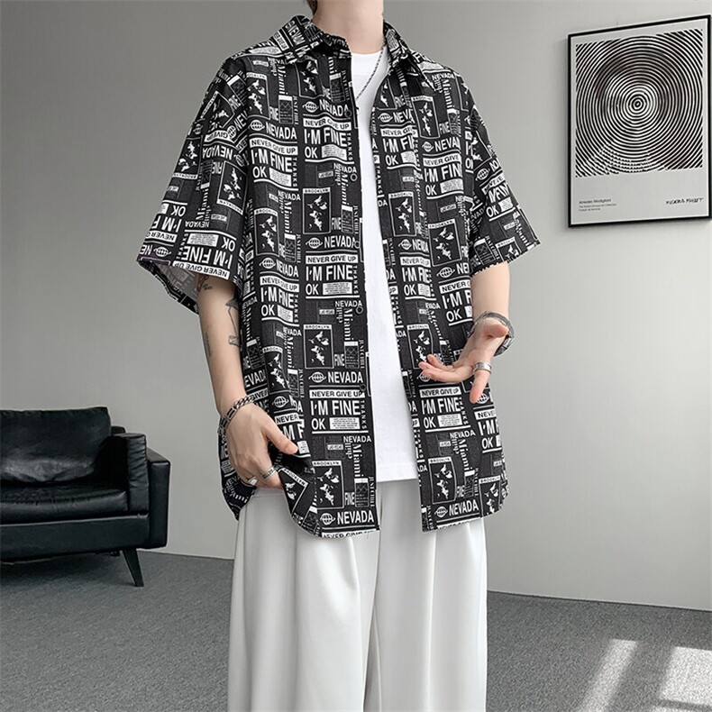 8XL-M花衬衫男短袖夏季薄款冰丝半袖宽松大码休闲外套DC28008P38,男装T恤,电商B312