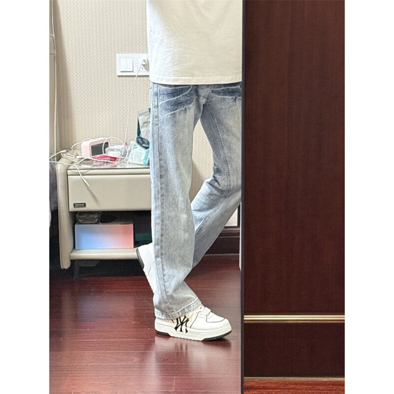 【有货】NZ455HH-特P42冰蓝闪电纹水洗牛仔裤男女直筒裤子,男装牛仔裤,星座1007（原301D）