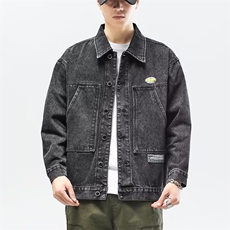 牛仔夹克工装口袋中性字母贴标渐变色外套大码M-4XLJ20P55，男装夹克，星座1013-1