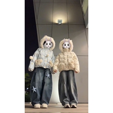 1506-1/M78371/P99女生萌卡小狗满印毛领闺蜜棉服外套冬季，男装棉衣，星座1506-1
