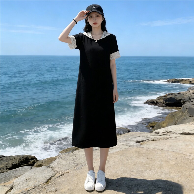 时尚休闲减龄套装女春款圆领扭结珠扣拼接假两件上衣阔腿裤两件套，女装套装/套裙，江南