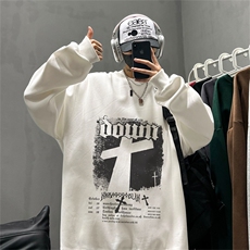 美拉德无帽卫衣男春秋季oversize潮牌重磅外套情侣青少年大码上衣，男装卫衣，电商A028