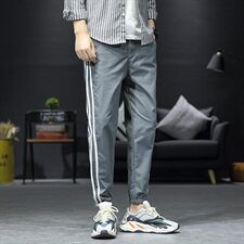 2021春装新款休闲运动裤宽松港风大码束脚裤哈伦九分裤K827-P35，男装休闲裤，电商A009A（原A058A）