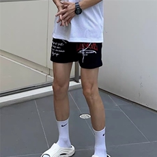 美式潮牌复古运动篮球短裤男夏季高街刺绣宽松休闲不过膝四五分裤，男装牛仔裤，星座506A