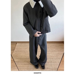混纺前纤丝套羊羔绒棉服原宿气质慵懒潮流文艺百搭 网 B108-P75图片