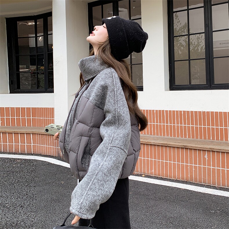 2025现货主推70毛双面呢拼90白鸭绒羽绒服191-6398-P295-K428,女装双面呢大衣,韩蜜菓