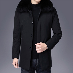 可脱卸羽绒内胆加厚爸爸装羽绒服可卸狐狸毛领外套ZL9503-P320图片