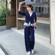 新品蕾丝假两件拼接卫衣+裤子套装2C236-9017-P185-K298，女装套装/套裙，2C236