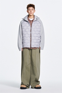 美式冬季开衫连帽拼接轻薄羽绒服90白鸭绒 XZ309 Y95657  P125图片