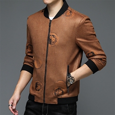 外套男2024春季新款皮衣时尚纯色棒球服潮流休闲中青年夹克潮P105，男装夹克，钱塘6003A(原)4033A