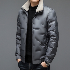 翻领可脱卸毛领羽绒服男2023新款冬季加厚保暖上衣中年休闲外套图片