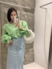 【DAVIDA】减龄翻领木耳边衬衣，其它，DAVIDA