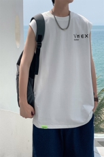 夏季港风t恤男宽松大码纯棉运动背心坎肩潮牌无袖BX007P25，男装背心/马甲，星座1204-3