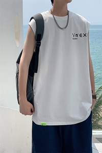夏季港风t恤男宽松大码纯棉运动背心坎肩潮牌无袖BX007 P25图片