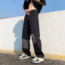 破洞乞丐牛仔裤男韩版高街帅气2023春夏季ins宽松休闲裤RK102-P40，男装牛仔裤，星座412-3