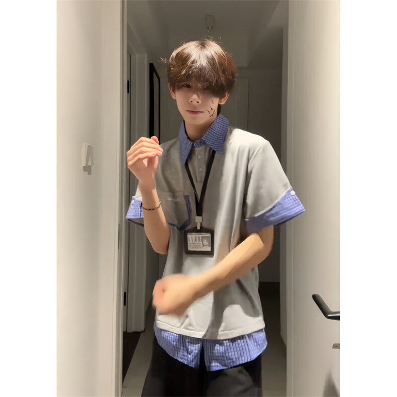 【有货】BK905CC-特P38假两件拼接polo衫短袖T恤男女,男装T恤,星座1007（原301D）