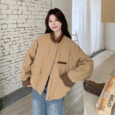 巴恩风卡其色羽绒服女冬2025年超火好看高级小众加厚短款工装外套，女装短外套，2C232