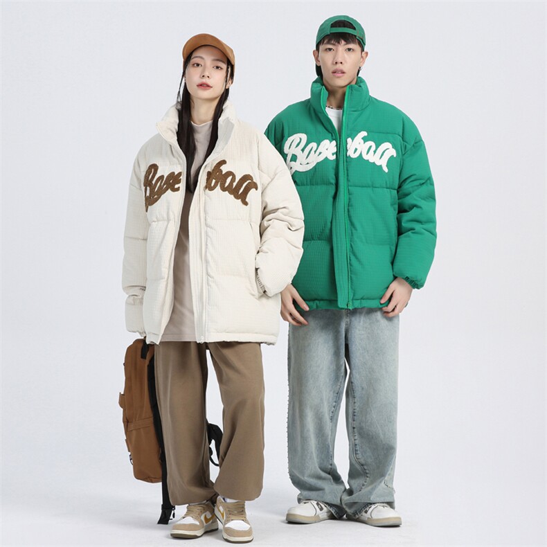 潮牌情侣2023冬季男女同款毛巾绣加厚棉衣保暖棉服MYTC157P95,男装棉衣,电商B220