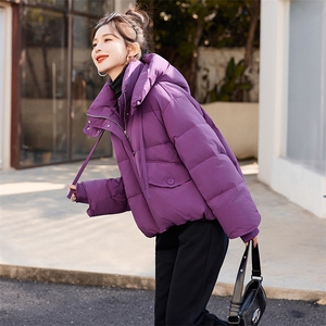 90%白鸭绒2025年冬季新款时尚连帽短款羽绒服女图片