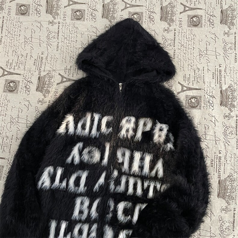 美式复古高街破洞连帽针织衫毛衣宽松百搭情侣拉链款MY303/P68，男装针织衫/毛衣，星座506B