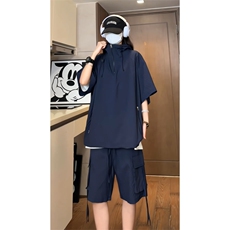 量大优供视频泡泡纱夏款连帽套装短袖短裤男XH74TZ-特P60，男装牛仔裤，电商B367