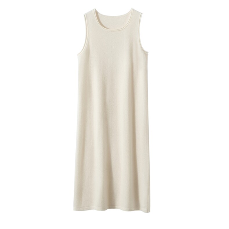 2025秋冬新款女羊绒衫100%纯山羊绒纯色圆领慵懒吊带背心连衣裙，女装连衣裙，艾森羊绒