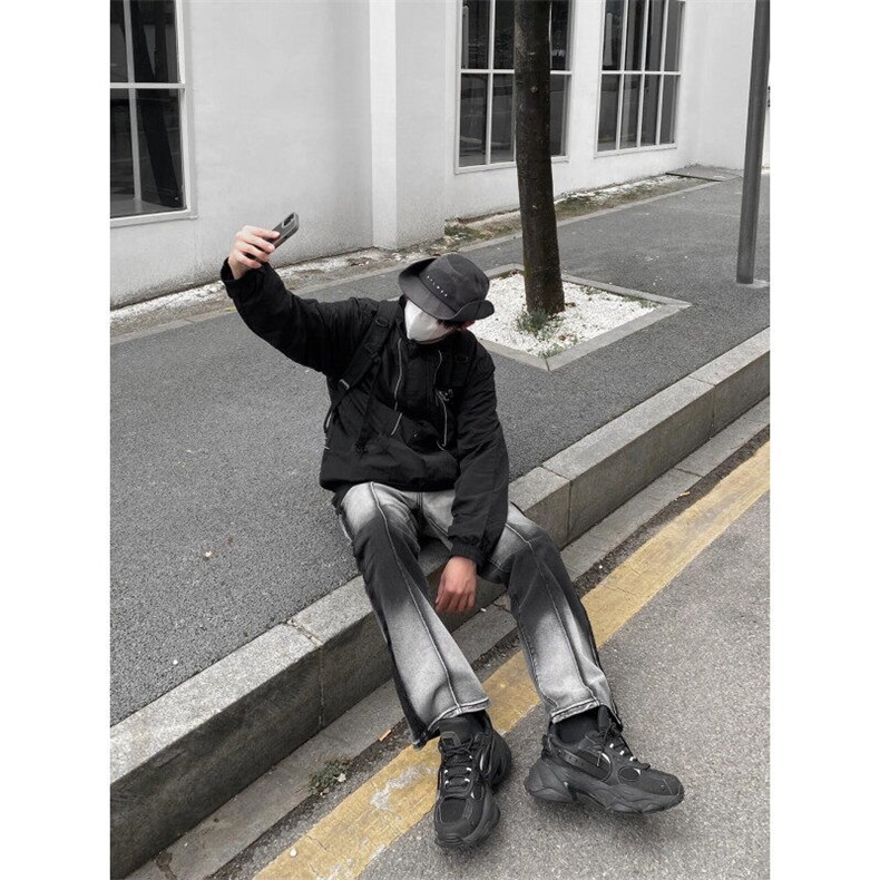 网络图现货新款渐变色微喇高街牛仔裤R1T1702-P85,男装牛仔裤,星座1005-4