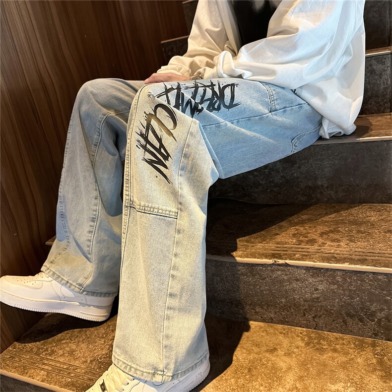 k1061-p55-控78M-5XL拼接印花港风高阶黑暗牛仔,男装牛仔裤,星座116