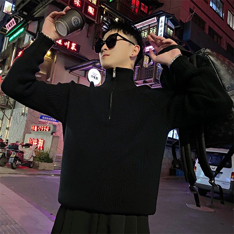 AM73/特98控138秋季社会小伙拉链韩版百搭高领韩版百搭毛衣男黑首,男装针织衫/毛衣,星座305B-1