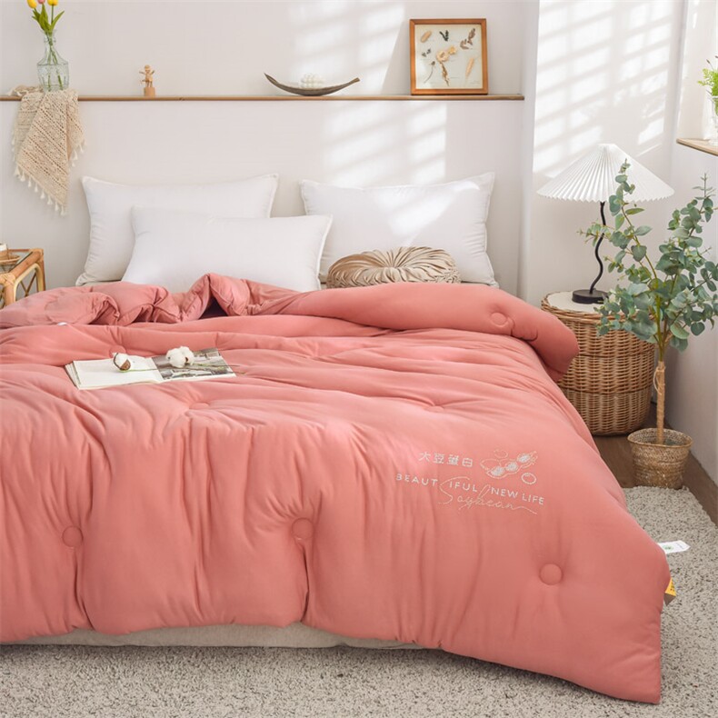 新款针织棉超柔大豆被200*230cm5斤被子被芯，被套/被芯，一起卖家纺