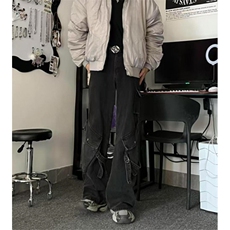 设计感工装牛仔裤男女秋冬新款复古高腰直筒宽松垂感阔腿裤NK961，男装牛仔裤，星座1116A（原606A-3）