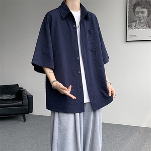 8XL-M泡泡纱盐缩肌理短袖衬衫男夏季冰丝外套防晒衬衣DC28011P36图片