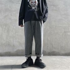 牛仔长裤韩版潮流ins春秋新款宽松直筒百搭阔腿中性裤子S336-p35，男装休闲裤，星座1008-2