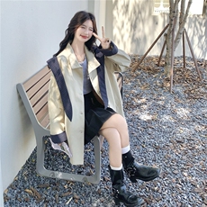 设计感减龄宽松风衣外套女春秋新款爆款可拆卸连帽小个子百搭大衣，女装风衣，慧尚2-185