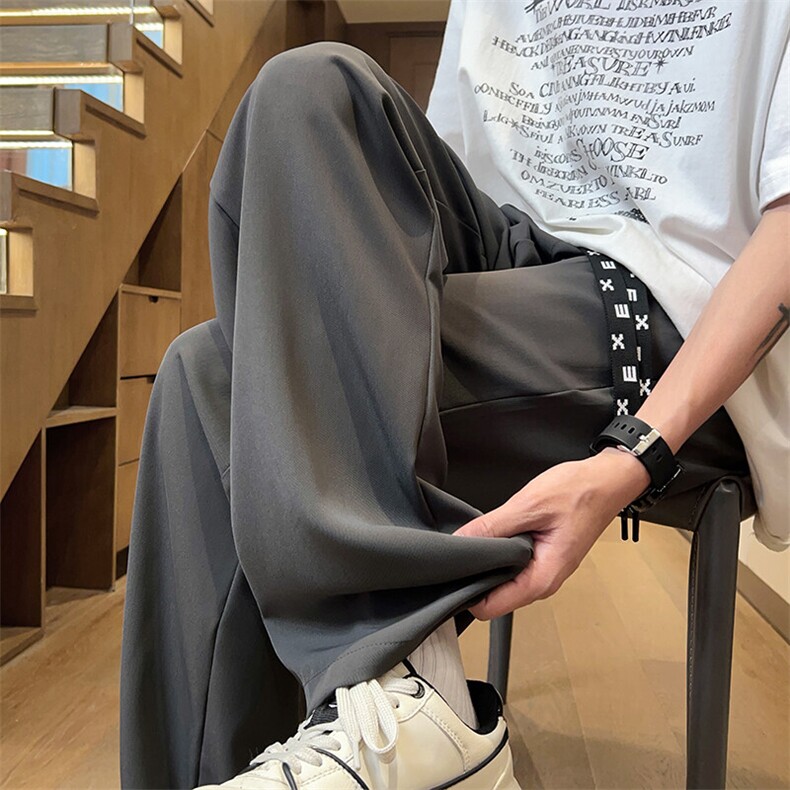 特批P33无差价2025春季冰丝西装裤垂坠感宽松大码拖地裤子男K1388，男装休闲裤，电商A001