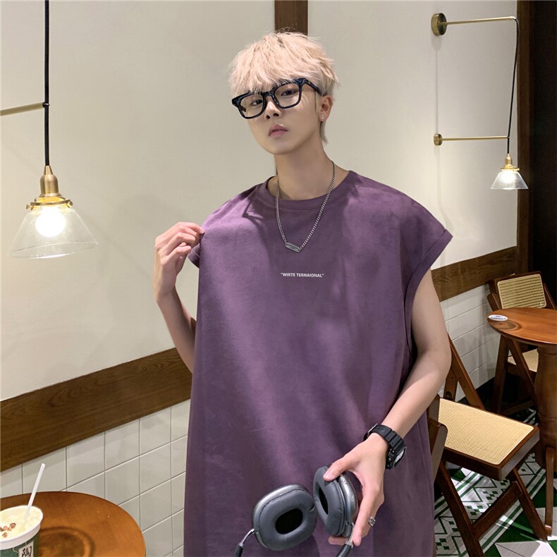 2025新款重磅高品质麂皮绒无袖坎肩背心小长英文印花JB4167-特P19，男装背心/马甲，星座508（原C305）