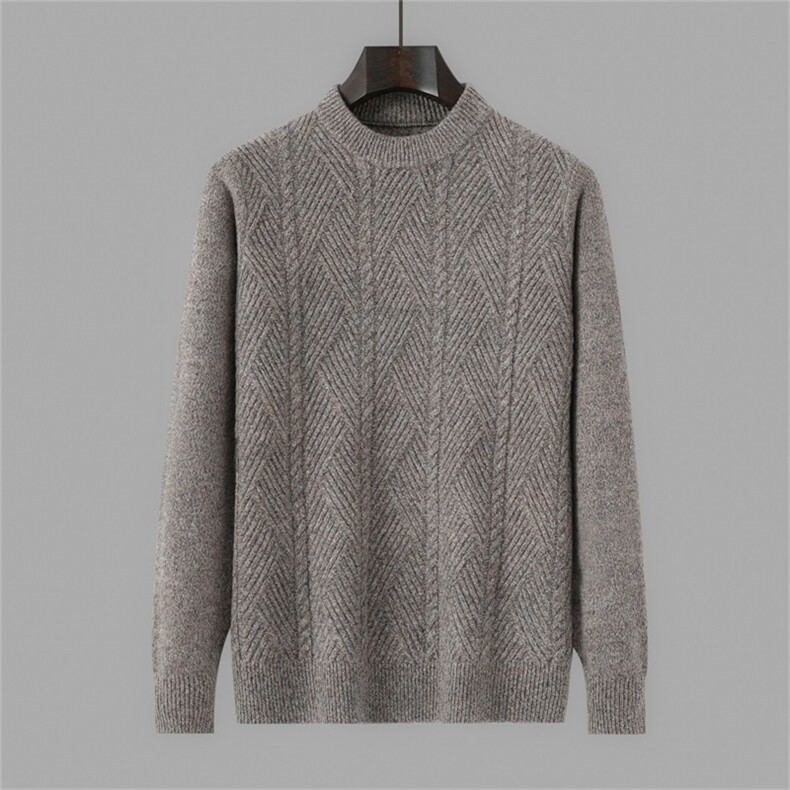 2025年秋季新款圆领条纹针织男士上衣时尚休闲通勤百搭，男装羊毛衫，琳华羊绒